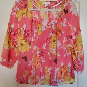 Charter Club Pink Butterfly Blouse 👚💕